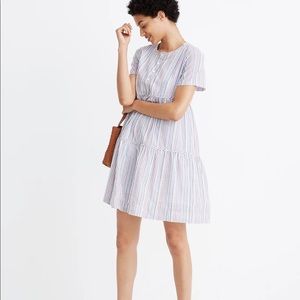 Madewell stripped button-front tiered mini dress
